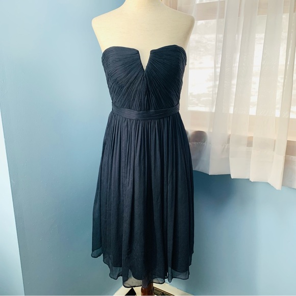 J. Crew Navy Nadia Silk Chiffon Strapless Dress - Picture 9 of 9